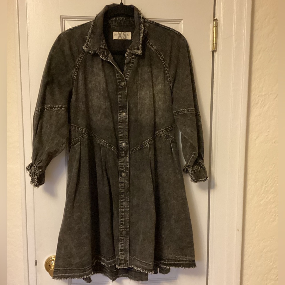 Free People Black Denim Mini Dress